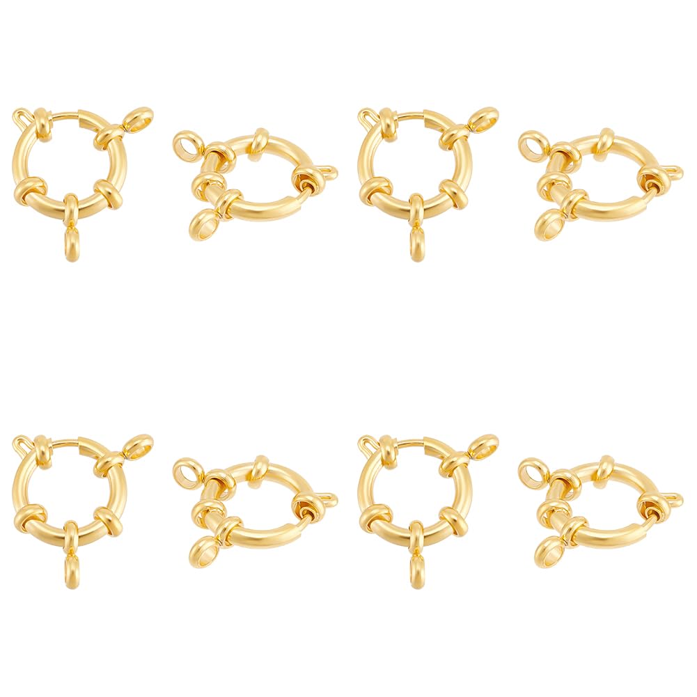 UNICRAFTALE 8pcs 16mm Stainless Steel Spring Clasp Ring Real 24K Gold Plated Round Clasps for Necklaces Bracelet Close Ring Clasps Smooth Surface Clasp Connector Findings for DIY Jewelry Making