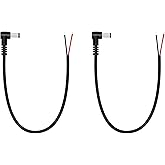 DC Power Pigtail Cable, 2-Pack 5.5mm x 2.5mm 90 Degree Right Angle DC Barrel Male Plug Jack Connector to Bare Wire Power Supply Adapter Repair Cord for CCTV Surveillance Security Camera LED Strip