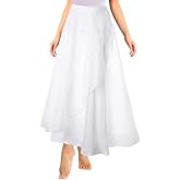 Lusofie Long Dance Wrap Skirt Women Ladies Long Sheer Dance Skirts ， Ballet Wrap Skirt Chiffon Skirt with Adjustable Belt