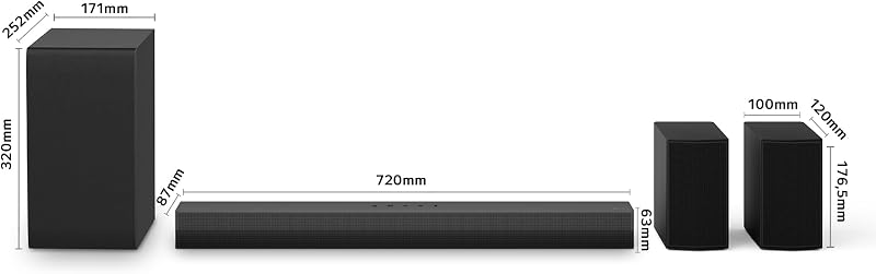 DS40TR - Soundbar, Bluetooth, 400W, 4.1 Canais com Subwoofer, Colunas Traseiras, Dolby Digital, DTS Digital Surround, Preto