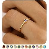 TOSGMY Birthstone Rings for Women Non Tarnish 14K Gold Plated Sterling Silver Stackable Birthday Gifts for Mom Dainty Emerald Green Blue CZ Gemstone Ring for Mothers Daughter Bridesmaid Gifts Jewelry