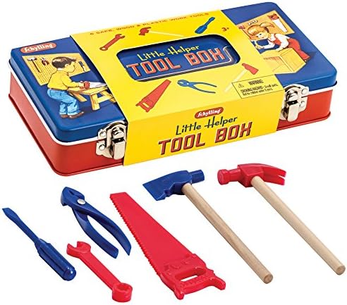 LITTLE HELPER TOOL BOX Handy Andy Tools Tin Metal Wood Hammer Hatchet Wrench Saw For Ages 3+