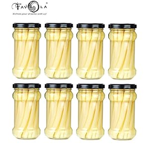 Favola Essentials Round Lug Glass Jar, Black Lid, 200 ml, Set of 8, Clear
