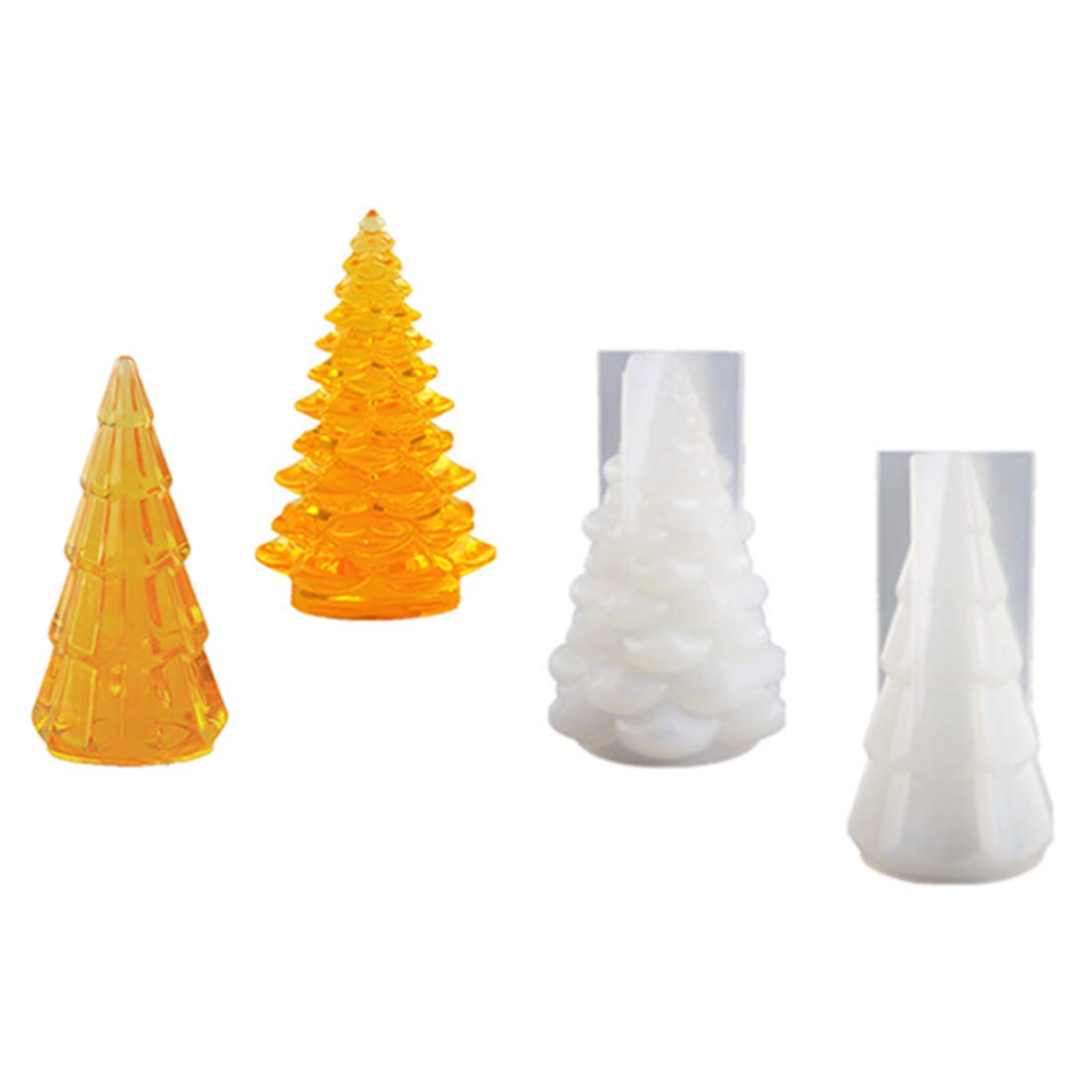 FineInno 2 Pcs Candle Moulds Silicone, Christmas Tree Resin Moulds, Agate Ornament Epoxy Casting Moulds for Handmade Soap, Jewelry Making, Isomalt