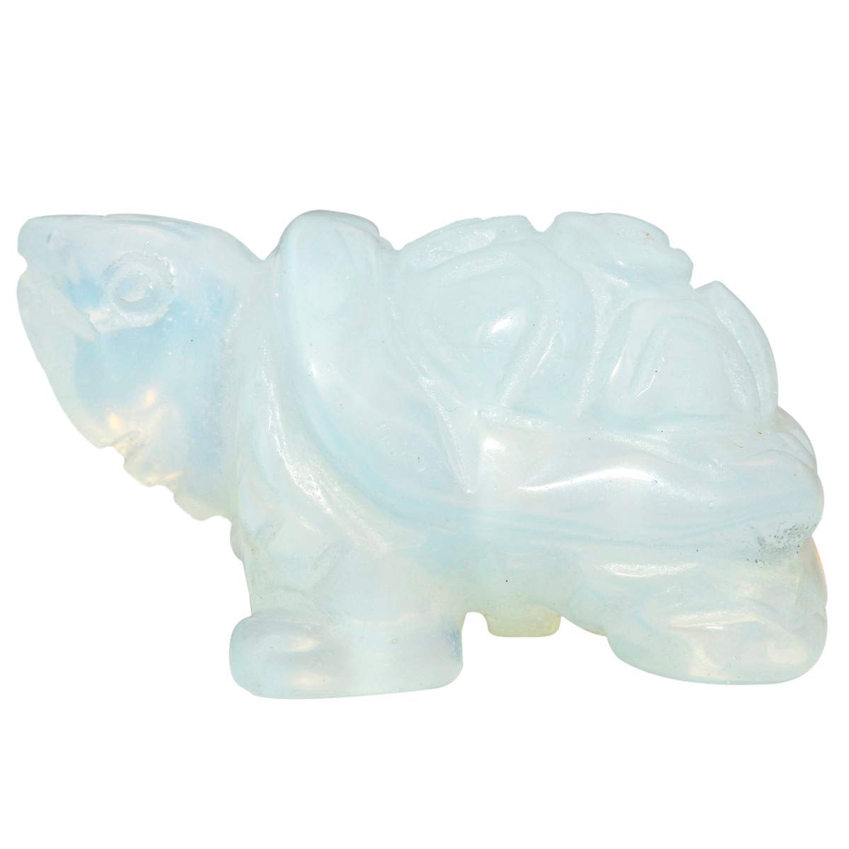 mookaitedecor Opalite Crystal Turtle Tortoise Statue Sculpture, Small Healing Stone White Turtle Gift Reiki Pocket Gemstone Lucky Charm Ornament Desk Decor Figurines 1.5 Inch