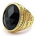 KONOV Mens Crystal Stainless Steel Ring, Classic Oval, Black, Size 10