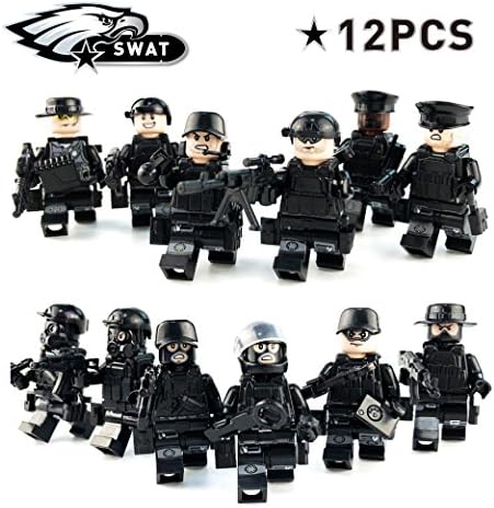 Yinan Military Minifigures Set/ 12 SWAT Team soldiers / Military Army Weapons Accessories Set compatible / Minifigure Weapons Accessories / Military Building Blocks Toy for Kids Boys (Set-C)