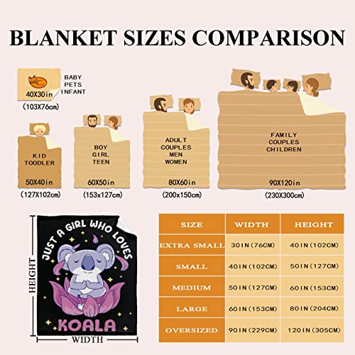Koala Lover Flannel Blanket -Just A Girl Koala Cute Animal Soft Lightweight Bear Blankets for Sofa Bed Travelling Camping Polyester Throw Warm Blanket Gift for Girl Women（40''x50''for Kids/Children）