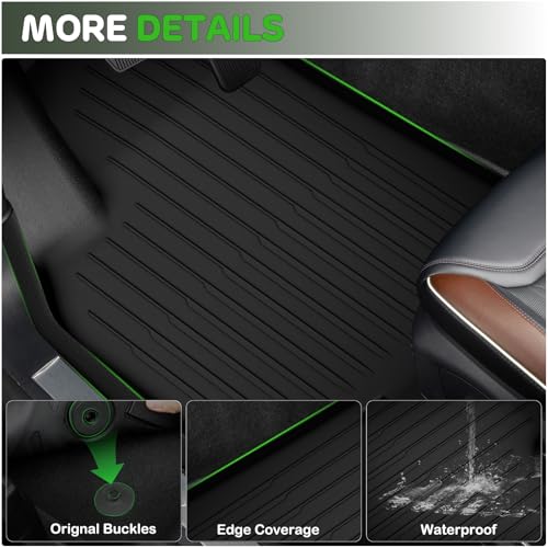 Yumemoo Alfombrillas para 2025-2026 Tesla Model Y Juniper | Tapetes Y Maletero con Respaldo para Tesla Alfombrillas De Piso TPE para Todo Tipo De Clima, Insípido Antideslizantes