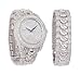 Iced Out Watch with Diamond Face & Matching Bling Bling-ed Out Bracelet Gift Set (Silver)