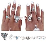 Rings,Lisingtool 8PCS/Set Bohemian Elephant Midi Ring Set Steampunk Turquoise Knuckle Rings