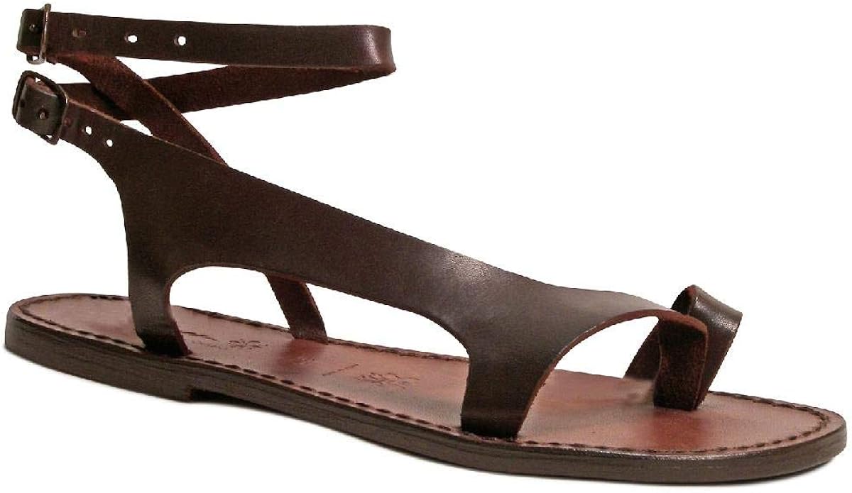 Amazon.com | Brown Leather Thong Sandals for Women Handmade in Italy | Sandals