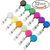 12 Pieces Retractable Badge Holders Reel with Belt Clip for Key Card Name Card Pass ID Card ,12 Colors