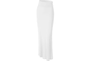 Made By Johnny Women's Solid Basic Lightweight Floor Length Flare Long Maxi Lounge Skirt (S~3XL)