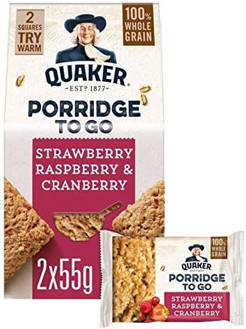 Quaker Mixed Berries Porridge To Go Squares - 2 x 55g
