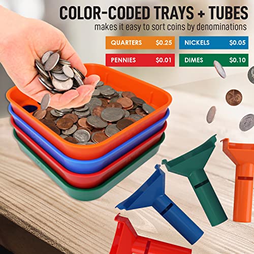 Nadex Sort and Wrap Set4 Wrap Coin Tubes and 4 Quick Sort Coin Trays