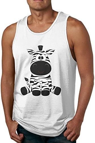 Nganche Cute Zebra Men's Fashion Leisure Pure Color Movement Cotton Vest XXL White