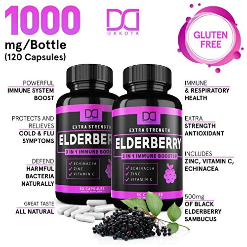 Elderberry Capsules with Zinc, Vitamin C and Echinacea (120 Count