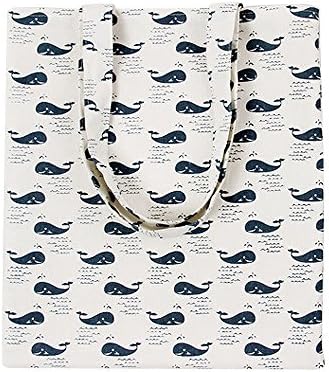 Caixia Women's Cotton Cartoon Whale Print Canvas Tote Shopping Bag
