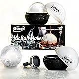 Elegant Round Ice Cube Mold - Sphere Ice Ball Maker - Creates Large 2.5 Inch Ice Balls - Ideal Gift for Whiskey and Cocktail Lovers - Set of 2 Silicone Trays