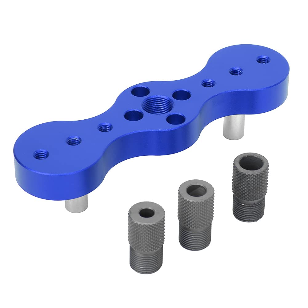 Hililand Dowelling Jig, Self Centering Kit, Aluminum Alloy 6/8/10mm Punch Locator, Precise Woodworking Drill Guide Tool (Blue)