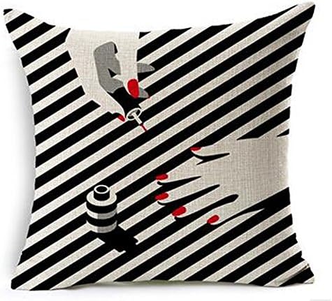 Simple black background fashion girl makeup Cotton Linen Throw Pillow covers Case Cushion Cover Sofa Decorative Square 18 inch (11)