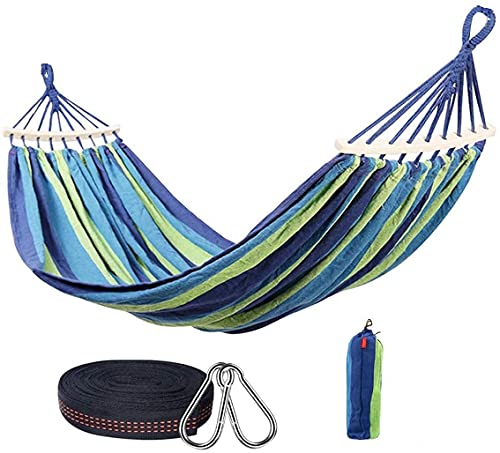 Hängematte-Outdoor Baumwolle, Stabhängematte-Doppelhängematte mit Holzstäben und Tragetasche, HOSPAOP 260x150CM…