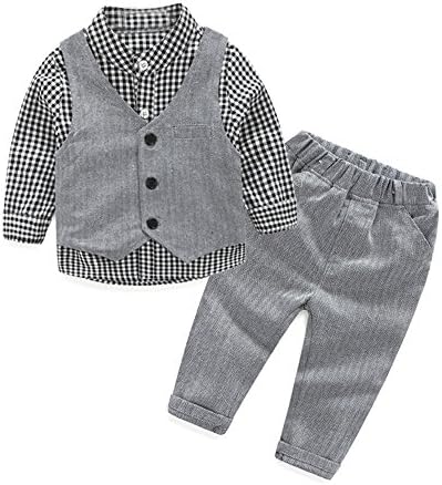Baby Boys Formal Suit Toddler Gentleman Set Clothes Dress Slim Fit Shirt+Vest+Pant Outfits Tuxedo 6M - 8 Years