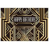 Allenjoy 7x5ft The Great Gatsby Themed Backdrop for Adults Wedding Party Decoration Black and Gold Roaring 20s Art Decor 1920s Happy Birthday Children Supplies Photography Pictures Photo Studio Booth