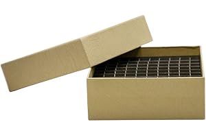 GENESEE SCIENTIFIC 2” Yellow Cardboard Box (1 Pcs) – Heavy-Duty Storage Containers w/Water Repellent Coating & 100-Place Divider – Easy Access Storage Box with Lid - Secure Chipboard Box for Samples & Test Tubes