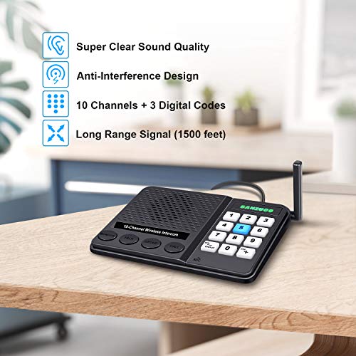 Intercoms Wireless for Home - GLCON Wireless Intercom 1 Mile Long Range 10 Channel 3 Code - Room to Room Home Intercom System for House Office Business Gate (3 Packs) [2020 New Version]