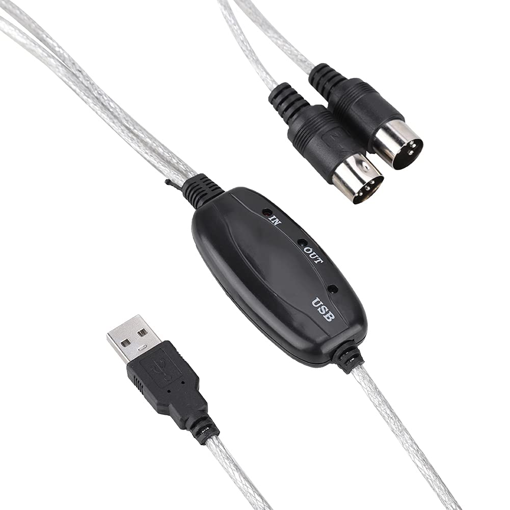 USB MIDI Cable Converter for Keyboard Music Editing, MIDI Interface Adapter Cord with USB Powered