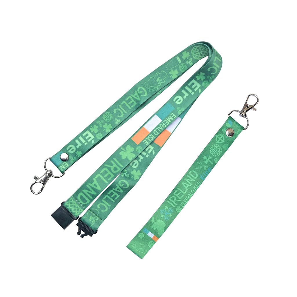 PAPER PLANE LONDON Ireland Lanyard & Key tag SET - Irish Flag shamrock Celtic Cross Symbols Eira Gaelic