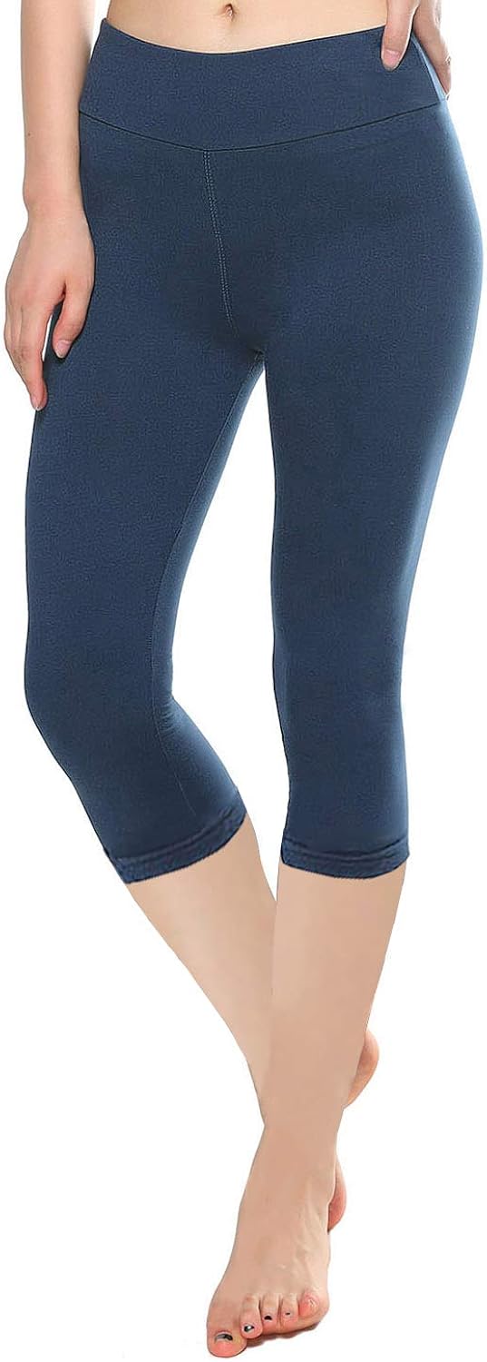 KT Buttery Soft Capri Leggings for Women - High Waisted Capri Pants with Pockets - Reg & Plus Size - 10+ Colors