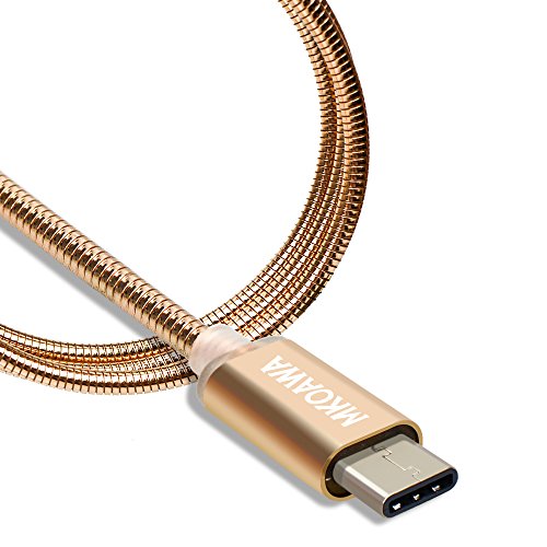 USB Type C Cable, MKOAWA USB C Cable 1m / 3.3ft Metal Braided Fast Charger Cord (USB 3.0) for Samsung Galaxy Note 8, S8, S8 Plus, LG G6 G5 V30 V20, Google Pixel, Nintendo Switch, Macbook (Gold) - Thumbnail 4
