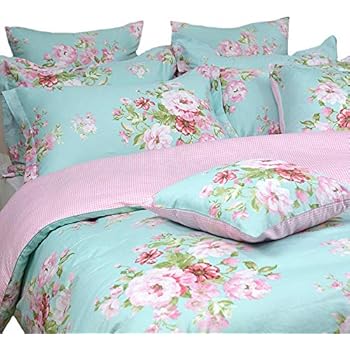 Amazon.com: FADFAY Farmhouse Bedding Shabby Blue Floral