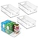 mDesign Kitchen Cabinet and Pantry Storage Organizer Bins - Pack of 4, Shallow, Clear primary