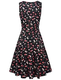 Sunglory Vestido de verano sin mangas con cuello en V para mujer