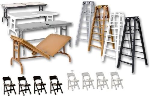 Set of 4 6 Folding Ladders &amp; 4 Breakaway Tables &amp; 8 Chairs - Wrestling Figure Accessories (For WWE/TNA Action Figures) by The Wrestling Stall