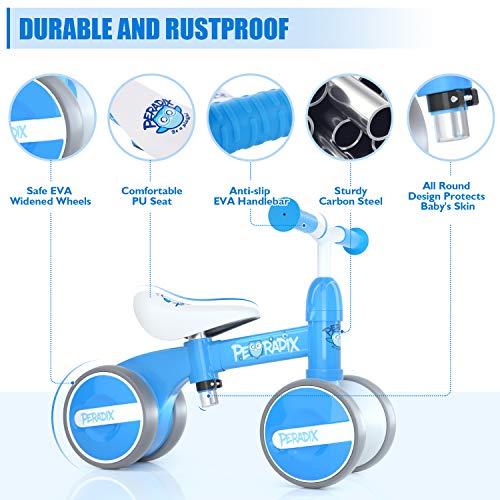 Peradix Bicicleta Sin Pedales para Niños y Niñas,Bici Sin Pedales de Manillar y Sillín Ajustables para Niño 1-3 Año Juguetes Equilibrio Triciclos Bebes