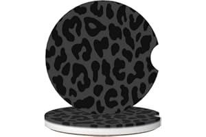 DPWOUM 2Pcs Black Car Cup Coasters Leopard Cheetah Print Car Coasters for Cup Holders Anti-Slip Rubber Coaster Cars Interior Accessories