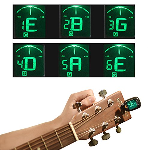 image for Chromatic Tuner, Meeland Mini Clip-on Guitar Tuner for Guitar/Bass/Uku