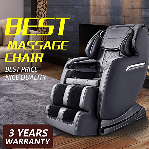 Massage Chair, WOVTE Luxurious Electric Full Body S-track Zero Gravity FDA Approved Shiatsu Massaging Chair Recliner with Heating Back, Foot Roller and Air Massage System for Home Office Use, Black