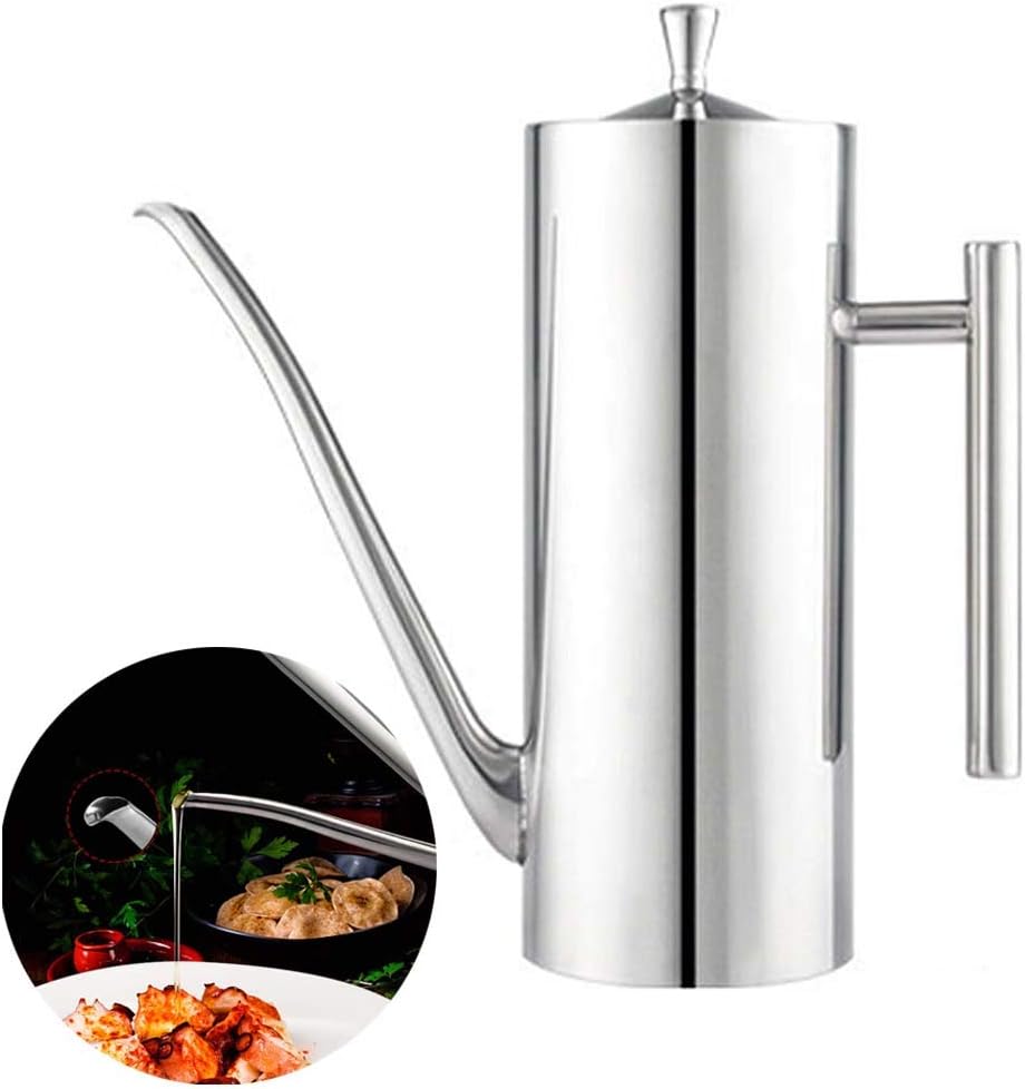 HLDWXN Olive Oil Bottle Dispenser, 304 Stainless Steel Oil Cans Oil Bottle Large Seasoning Kitchen Supplies Oil Pot,B