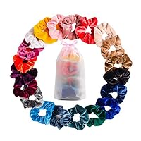JiaDuo 20 Pack Hair Scrunchies Velvet Elastic Hair Bands Scrunchy Ties Ropes Scrunchie for Women Girls Hair Accessories (Velvet, 20pcs)