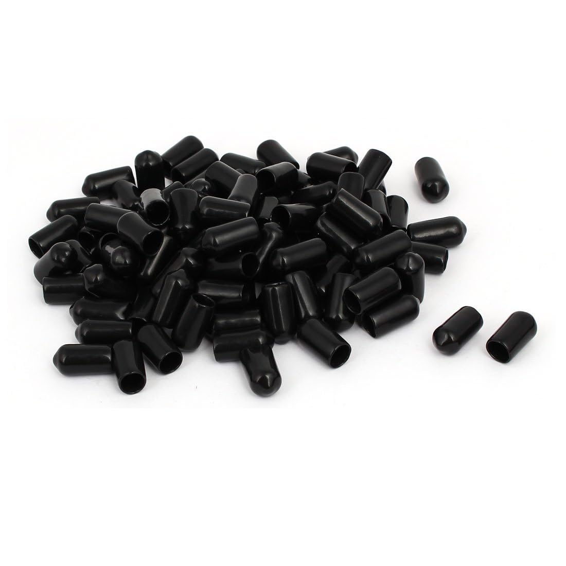 TA-VIGOR 100Pcs Rubber End Caps, 7mm ID Round Flexible Screw End Caps Thread Protectors, Black Vinyl Bolt Covers Rubber Covers for Screws, Tubes, Cables, Wires, etc