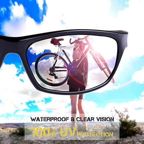 RIVBOS Polarized Sports Sunglasses Driving Sun Glasses for Men Women Tr 90 Unbreakable Frame for Cycling Baseball Running Rb831 (Black&Grey)