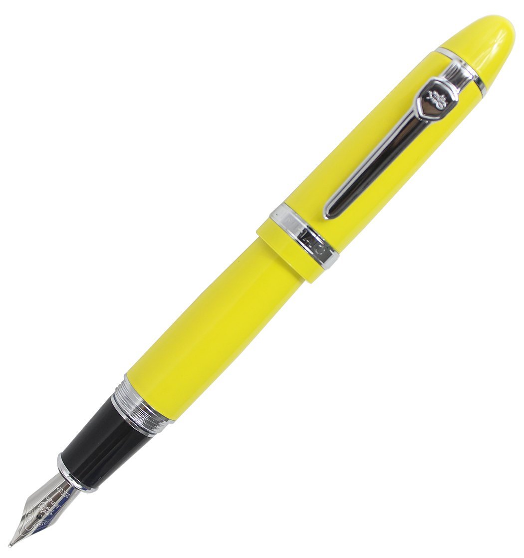 Abcsea Expert Deluxe Fountain Pen with Pen Pouch, Big Barrel - Yellow