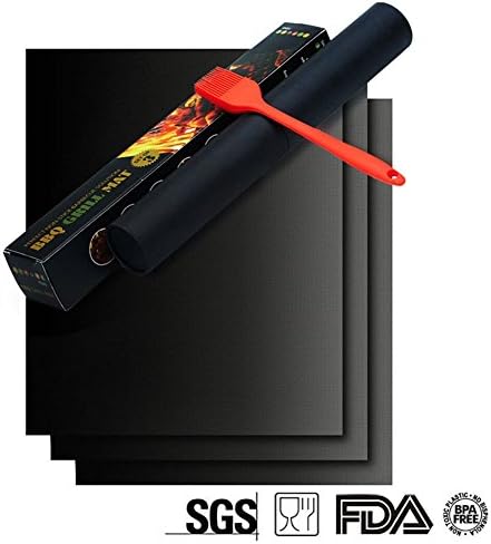 BBQ Grill Mats Set of 3 Non-stick Grill Mats Heat Resistant Sheets for Gas Grills,Essential Grilling Accessories for Home Cooks and Grillers,16 x 13 Inch