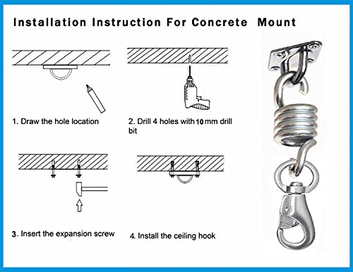 700 LB Hammock Hanging Kit Heavy Duty Ceiling Spring Hooks with Steel Wall Anchors for Swing, Chair, Yoga Exercise